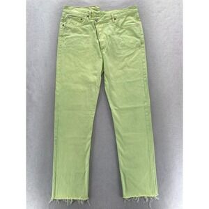 AGOLDE Criss Cross Straight Leg Jeans Women's 32 Element Green‎ Button Fly Y2K